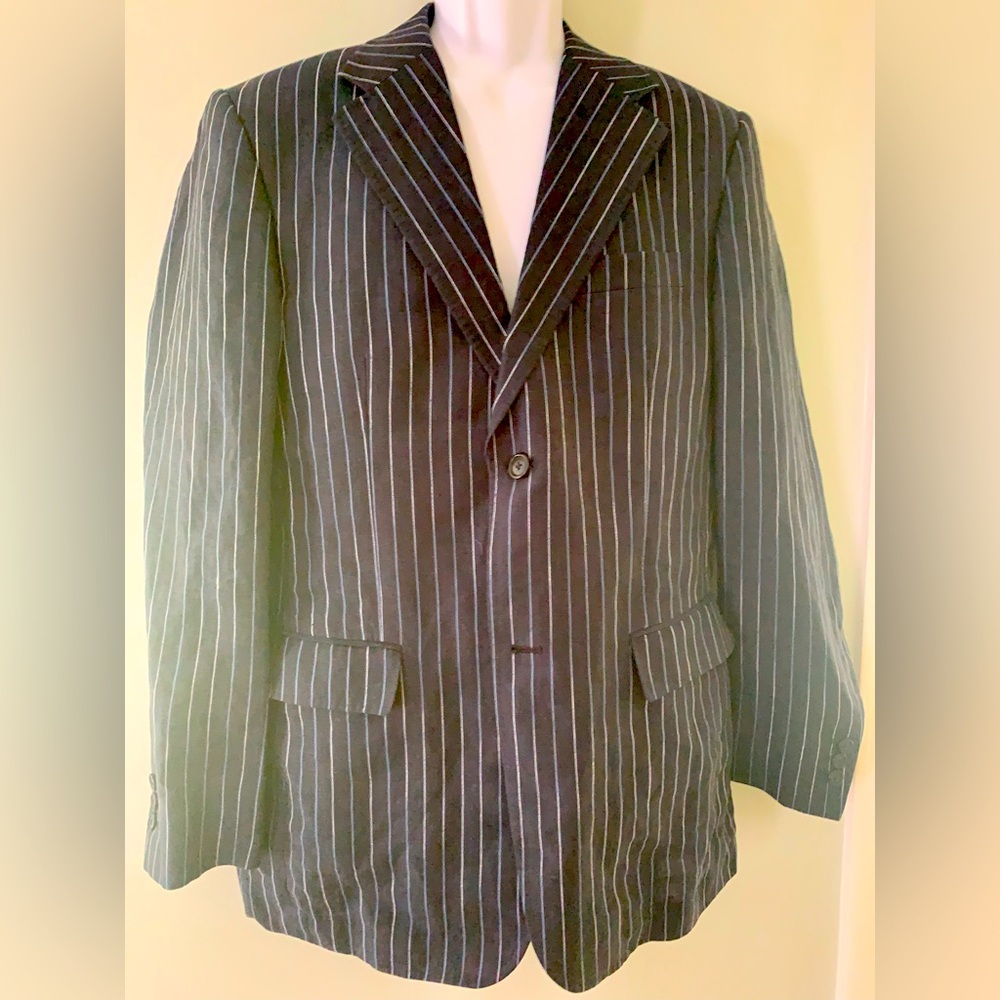 Perry Ellis navy pinstripe casual blazer
